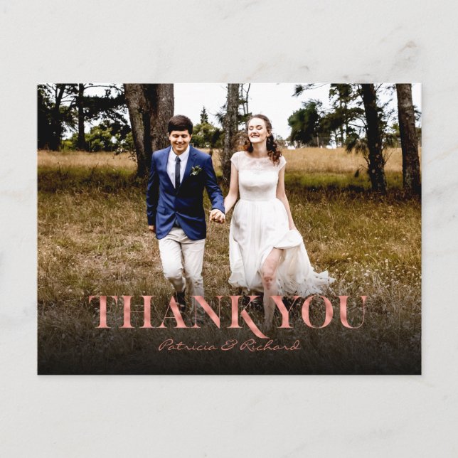 Tarjeta de agradecimiento de boda con lámina de or (Anverso)