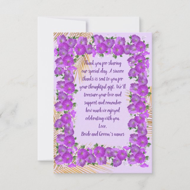 Tarjeta de agradecimiento de boda con lei hawaiano (Anverso)