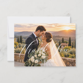 Tarjeta de agradecimiento de boda con letra de cal