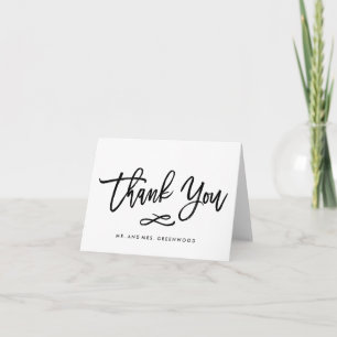 Tarjeta de agradecimiento de boda con letra elegan