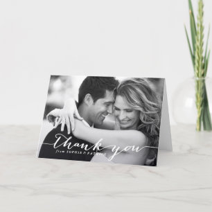 Tarjeta de agradecimiento de boda con letra manusc