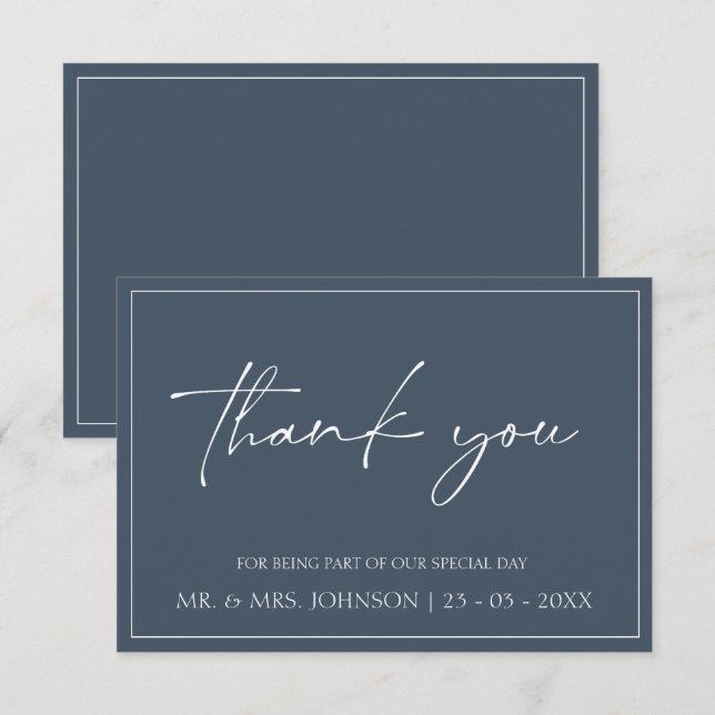 Tarjeta de agradecimiento de boda con letra Opulen (Anverso / Reverso)