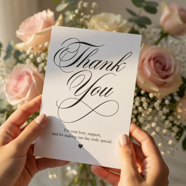 Tarjeta de agradecimiento de boda con letra script (Subido por el creador)