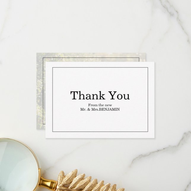 Tarjeta de agradecimiento de boda con letra serif  (Anverso/Reverso In Situ)