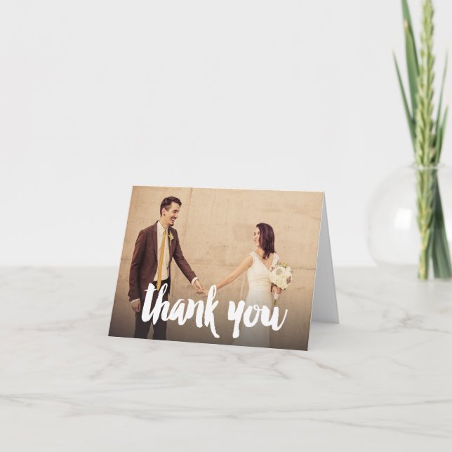 Tarjeta de agradecimiento de boda con letras a pin (Anverso)