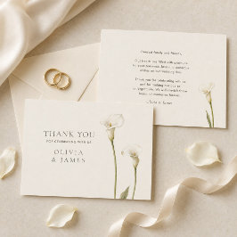 Tarjeta de agradecimiento de boda con lirio de cal