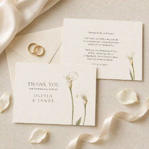 Tarjeta de agradecimiento de boda con lirio de cal