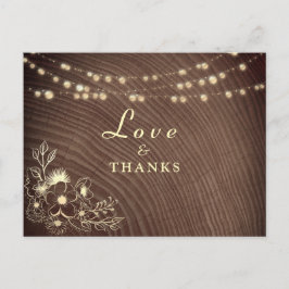 Tarjeta de agradecimiento de boda con luces de cue