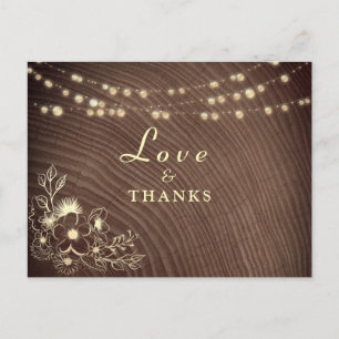 Tarjeta de agradecimiento de boda con luces de cue