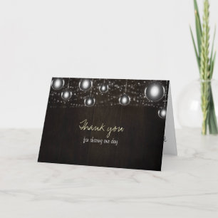 Tarjeta de agradecimiento de boda con luces de cue