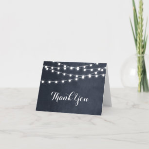 Tarjeta de agradecimiento de boda con luces de cue