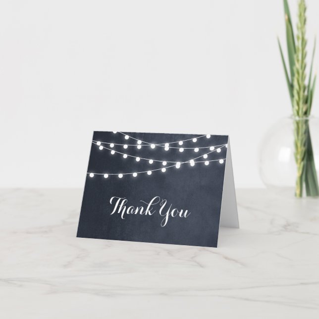 Tarjeta de agradecimiento de boda con luces de cue (Anverso)