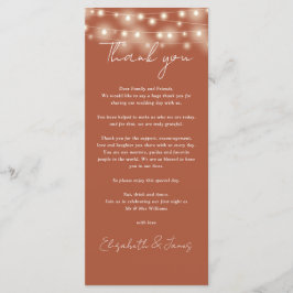 Tarjeta de agradecimiento de boda con luces de ter