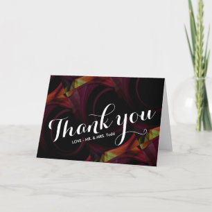 Tarjeta de agradecimiento de boda con luz colorida