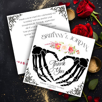 Tarjeta de agradecimiento de boda con manos de esq