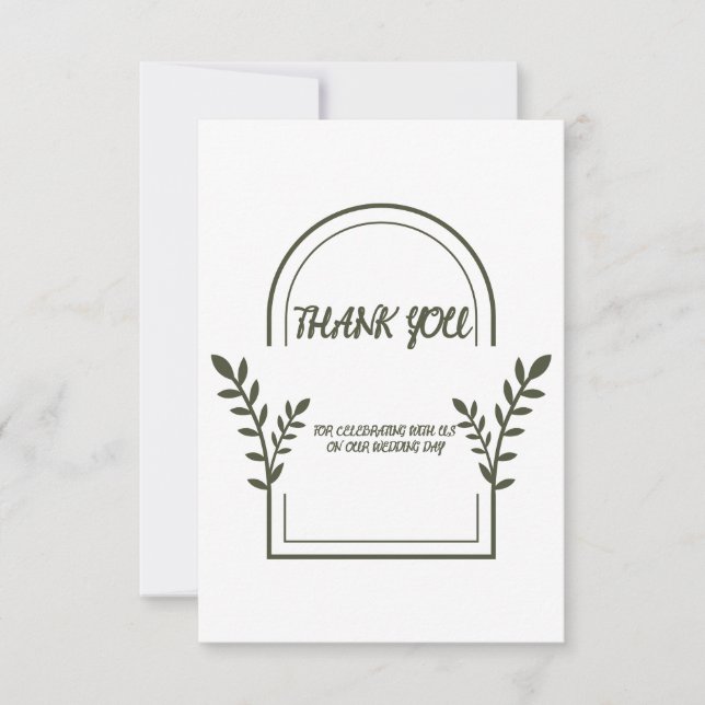 Tarjeta de agradecimiento de boda con marco de arc (Anverso)