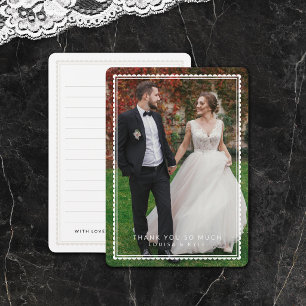 Tarjeta de agradecimiento de boda con marco de con