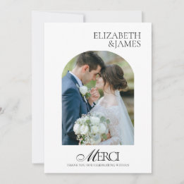 Tarjeta de agradecimiento de boda con marco de fot