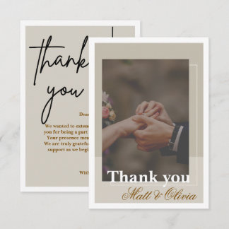 Tarjeta de agradecimiento de boda con marco de fot