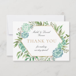 Tarjeta de agradecimiento de boda con marco geomét