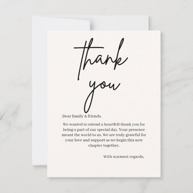 Tarjeta de agradecimiento de boda con mensaje pers (Anverso)