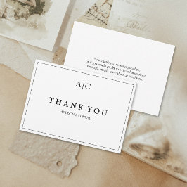 Tarjeta de agradecimiento de boda con monograma bl