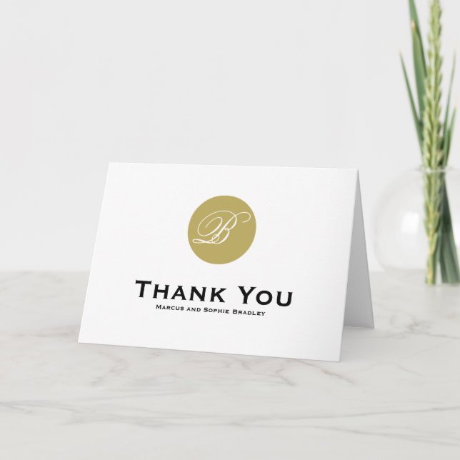 Tarjeta de agradecimiento de boda con monograma de (Anverso)