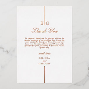 Tarjeta de agradecimiento de boda con monograma de