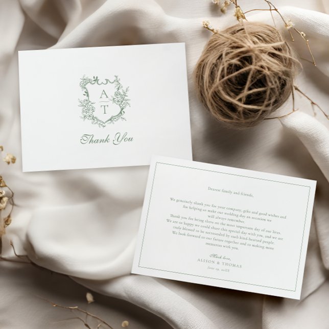 Tarjeta de agradecimiento de boda con monograma de (Subido por el creador)