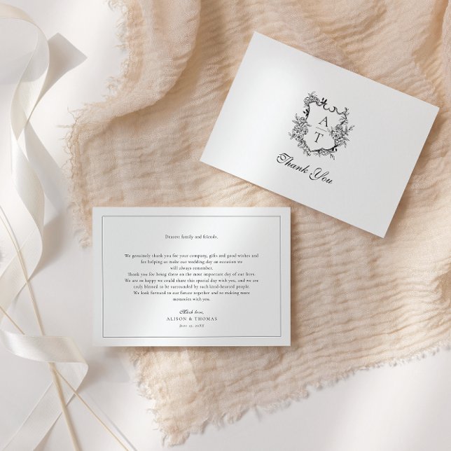 Tarjeta de agradecimiento de boda con monograma de (Subido por el creador)