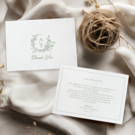 Tarjeta de agradecimiento de boda con monograma de