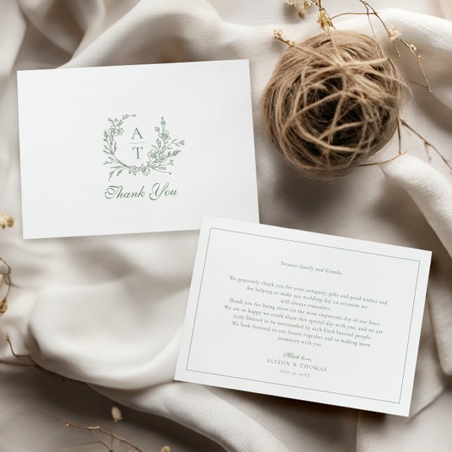 Tarjeta de agradecimiento de boda con monograma de (Subido por el creador)