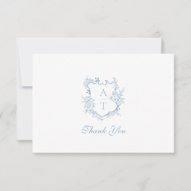 Tarjeta de agradecimiento de boda con monograma de (Anverso)
