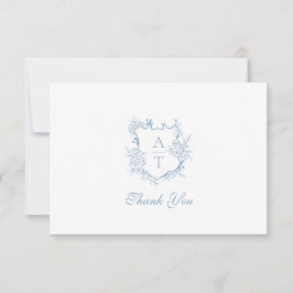 Tarjeta de agradecimiento de boda con monograma de