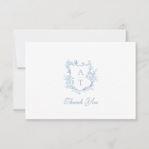 Tarjeta de agradecimiento de boda con monograma de