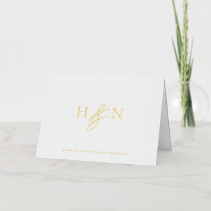 Tarjeta de agradecimiento de boda con monograma el