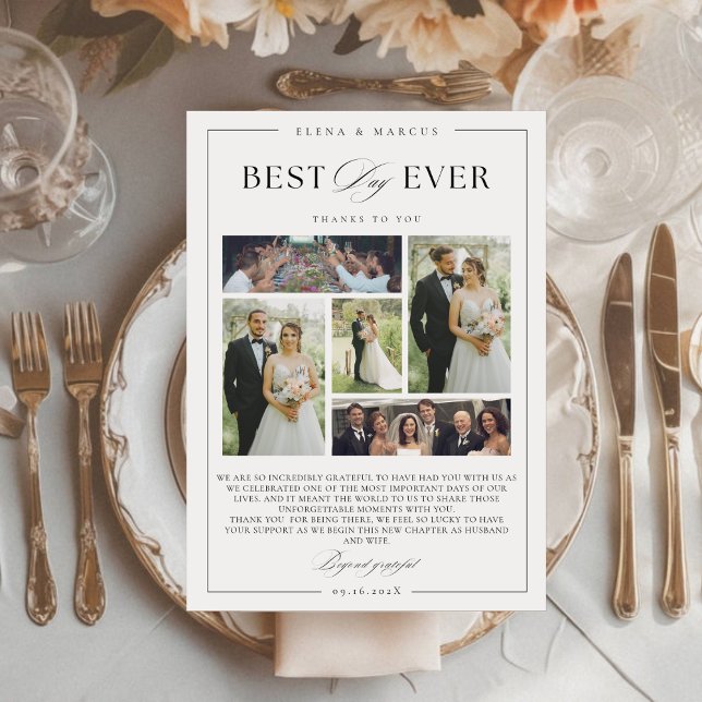 Tarjeta de agradecimiento de boda con monograma el (Subido por el creador)