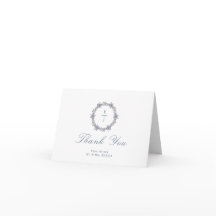 Tarjeta de agradecimiento de boda con monograma fl