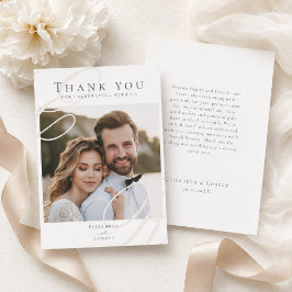 Tarjeta de agradecimiento de boda con monograma mi