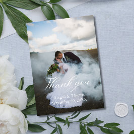 Tarjeta de agradecimiento de boda con nombres de f