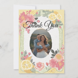 Tarjeta de agradecimiento de boda con nota de foto