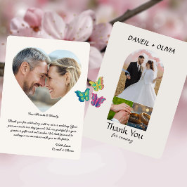 Tarjeta de agradecimiento de boda con nota S de fo