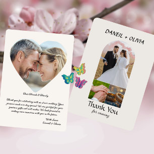 Tarjeta de agradecimiento de boda con nota S de fo