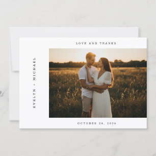 Tarjeta de agradecimiento de boda con nota y foto