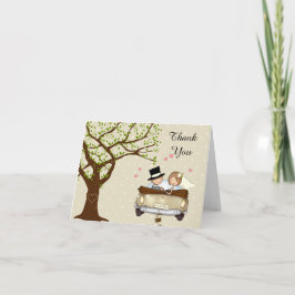 Tarjeta de agradecimiento de boda con novia y novi