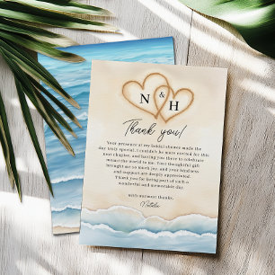Tarjeta de agradecimiento de boda con olas oceánic