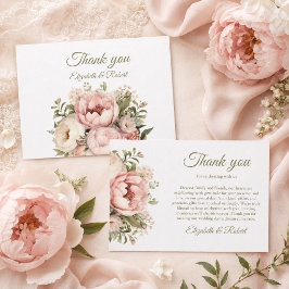 Tarjeta de agradecimiento de boda con peonía marfi
