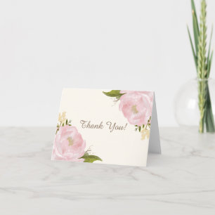 Tarjeta de agradecimiento de boda con peonías rosa