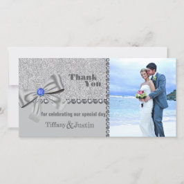 Tarjeta de agradecimiento de boda con purpurina, r