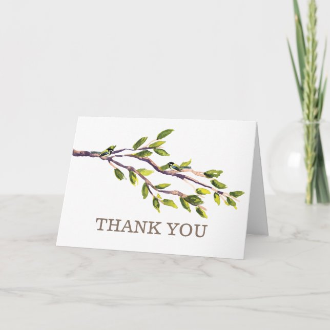 Tarjeta de agradecimiento de boda con ramas cepill (Anverso)